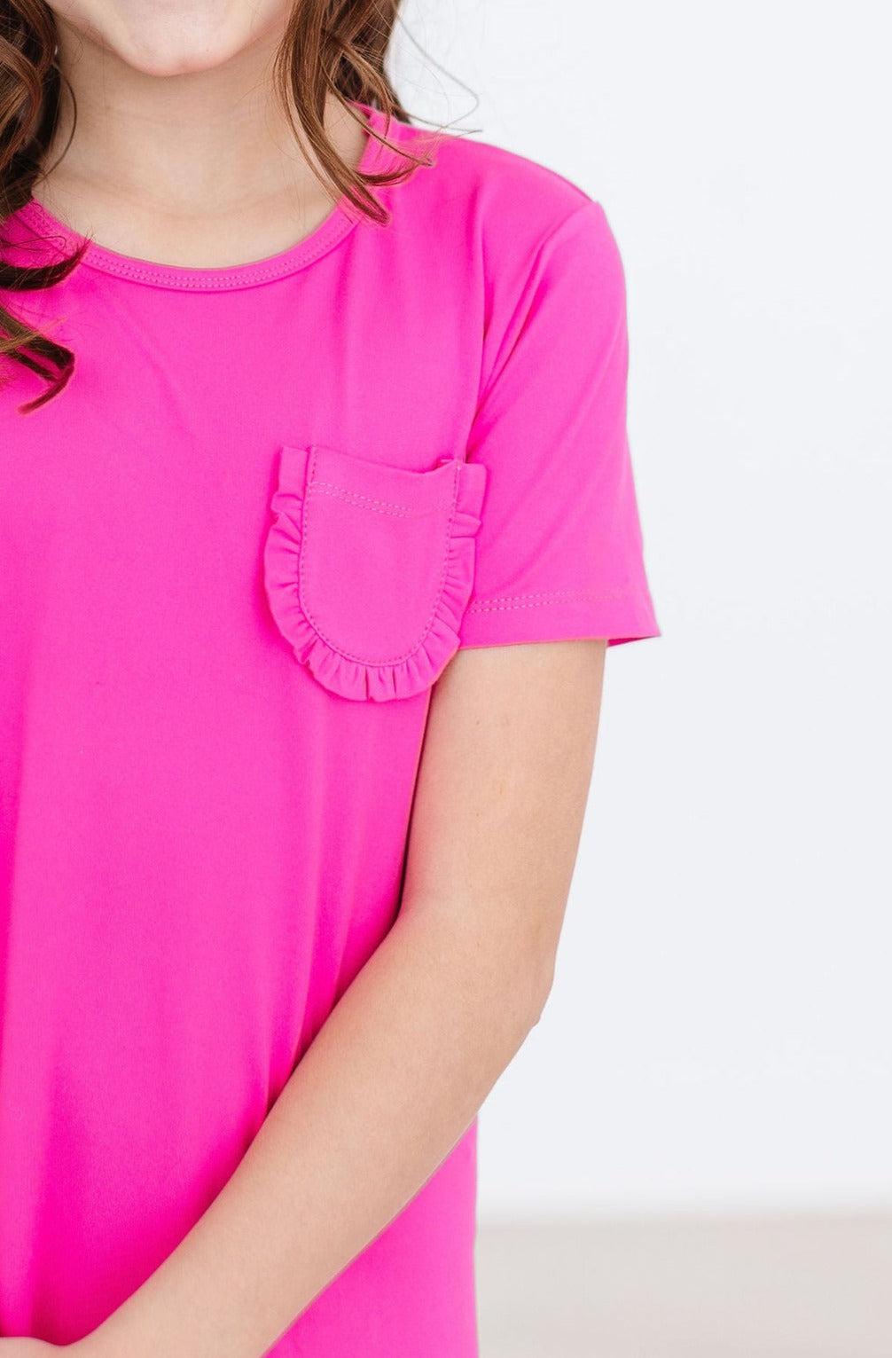 Mila & Rose ® Hot Pink T-Shirt Dress — side view