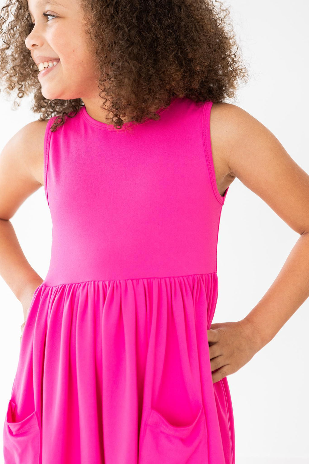 Mila & Rose ® Hot Pink Tank Pocket Twirl Dress — detail close-up