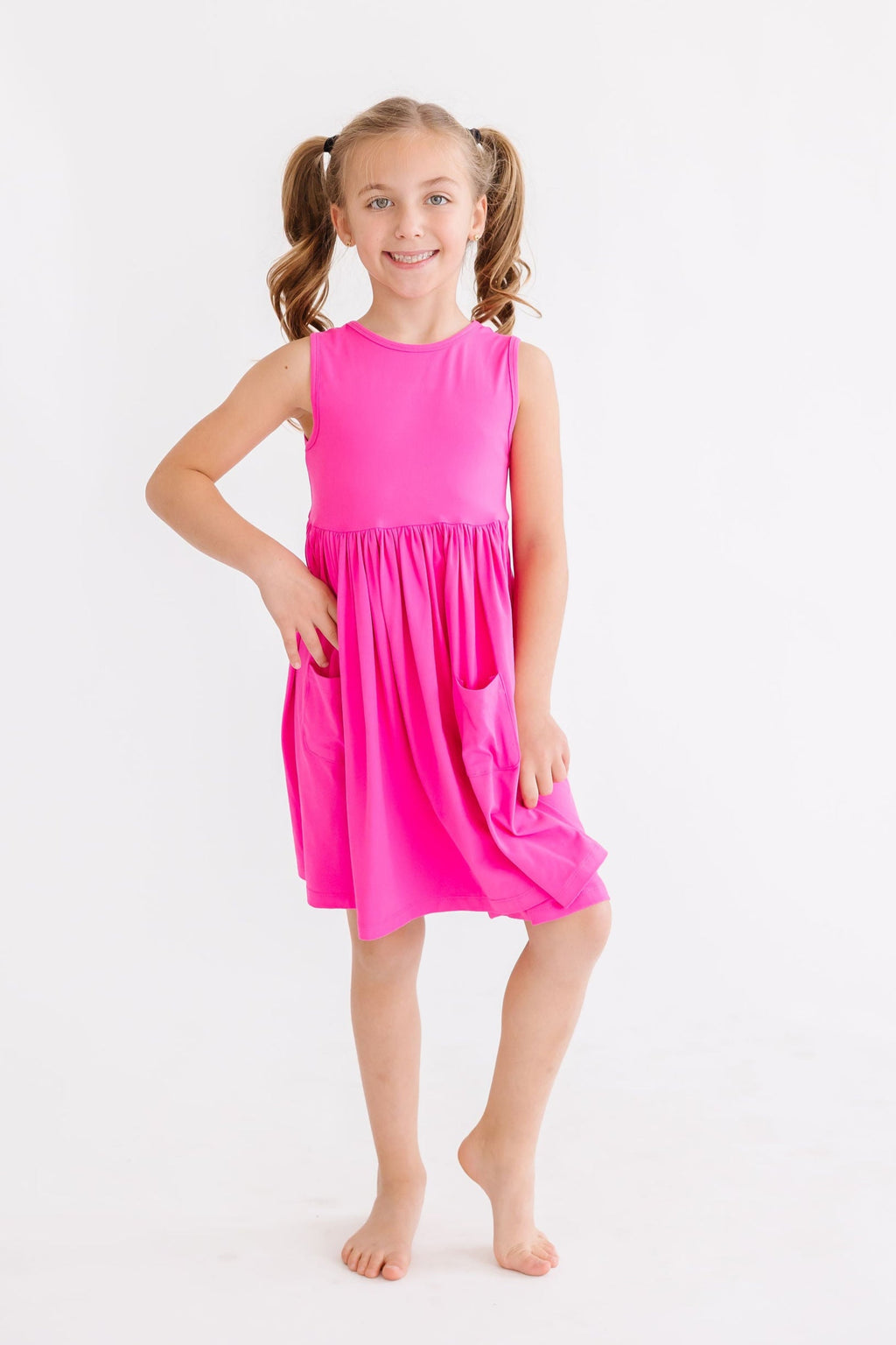 Mila & Rose ® Hot Pink Tank Pocket Twirl Dress — side view