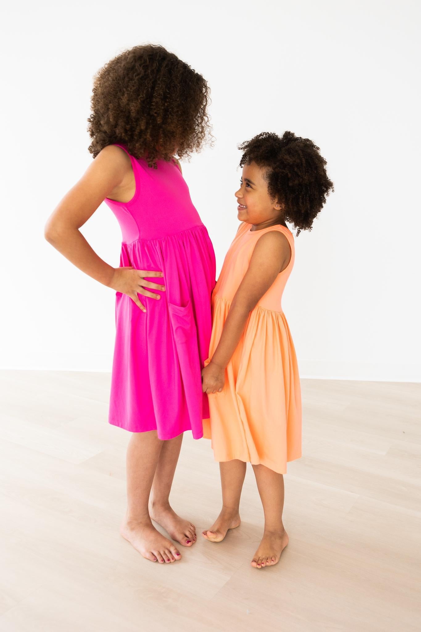 Mila & Rose ® Hot Pink Tank Pocket Twirl Dress — back view