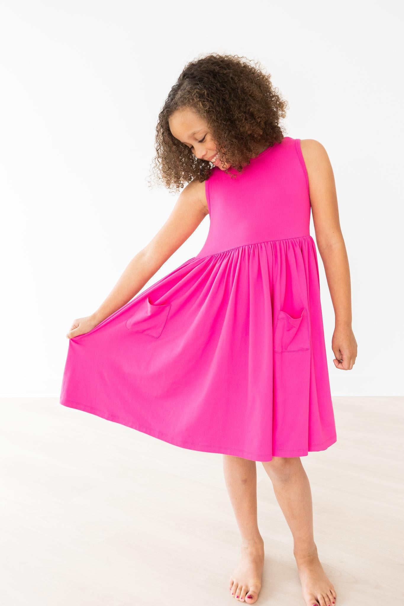 Mila & Rose ® Hot Pink Tank Pocket Twirl Dress — alternative angle