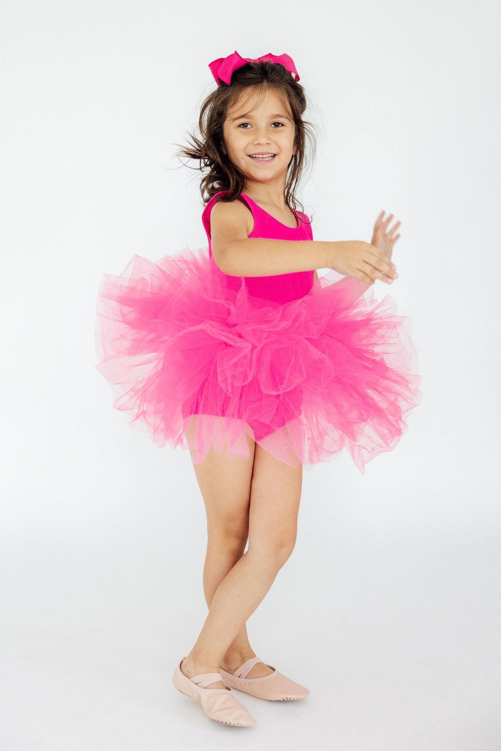 Mila & Rose ® Hot Pink Tank Tutu Leotard — back view