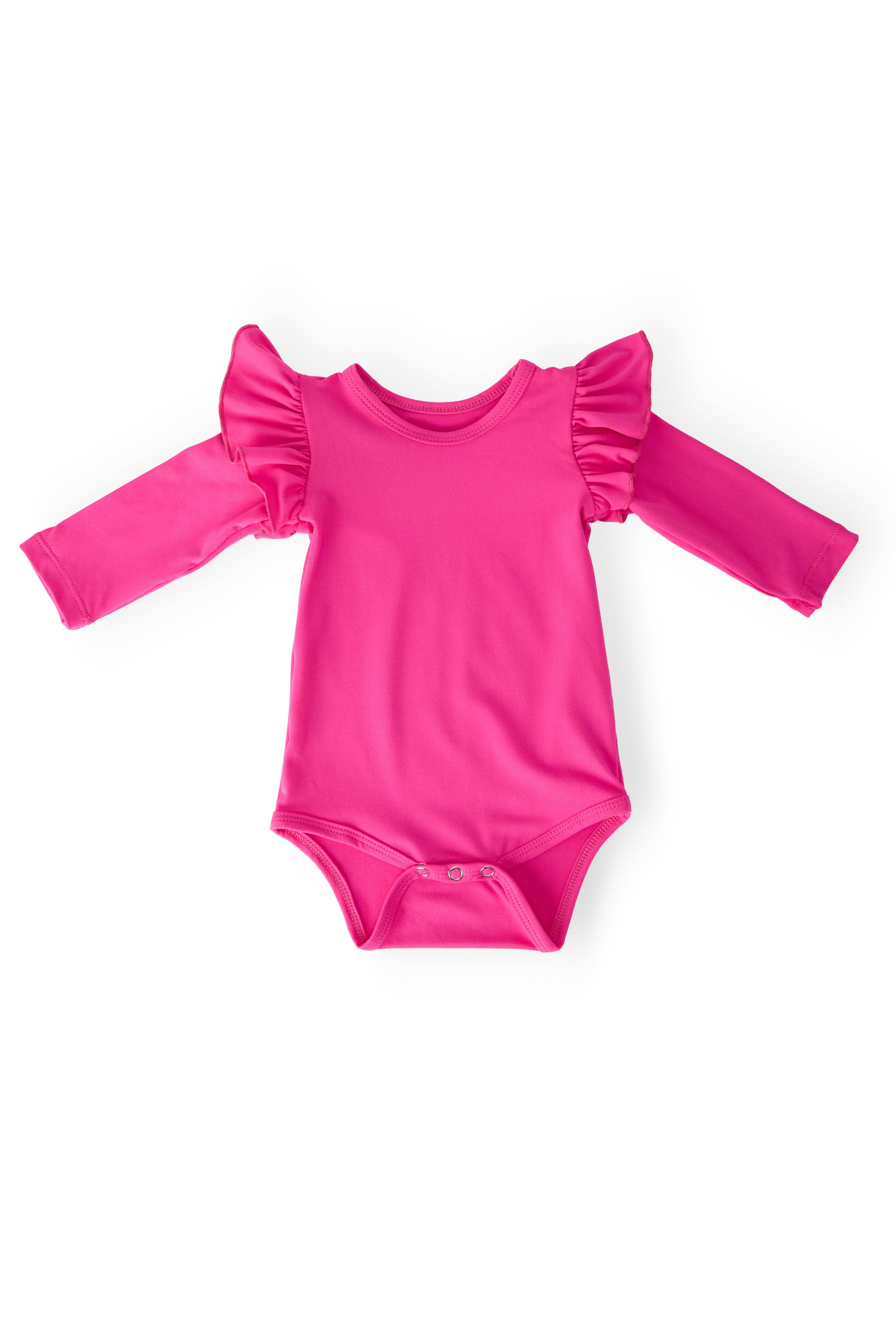Mila & Rose ® Hot Pink L/S Flutter Bodysuit — main product shot
