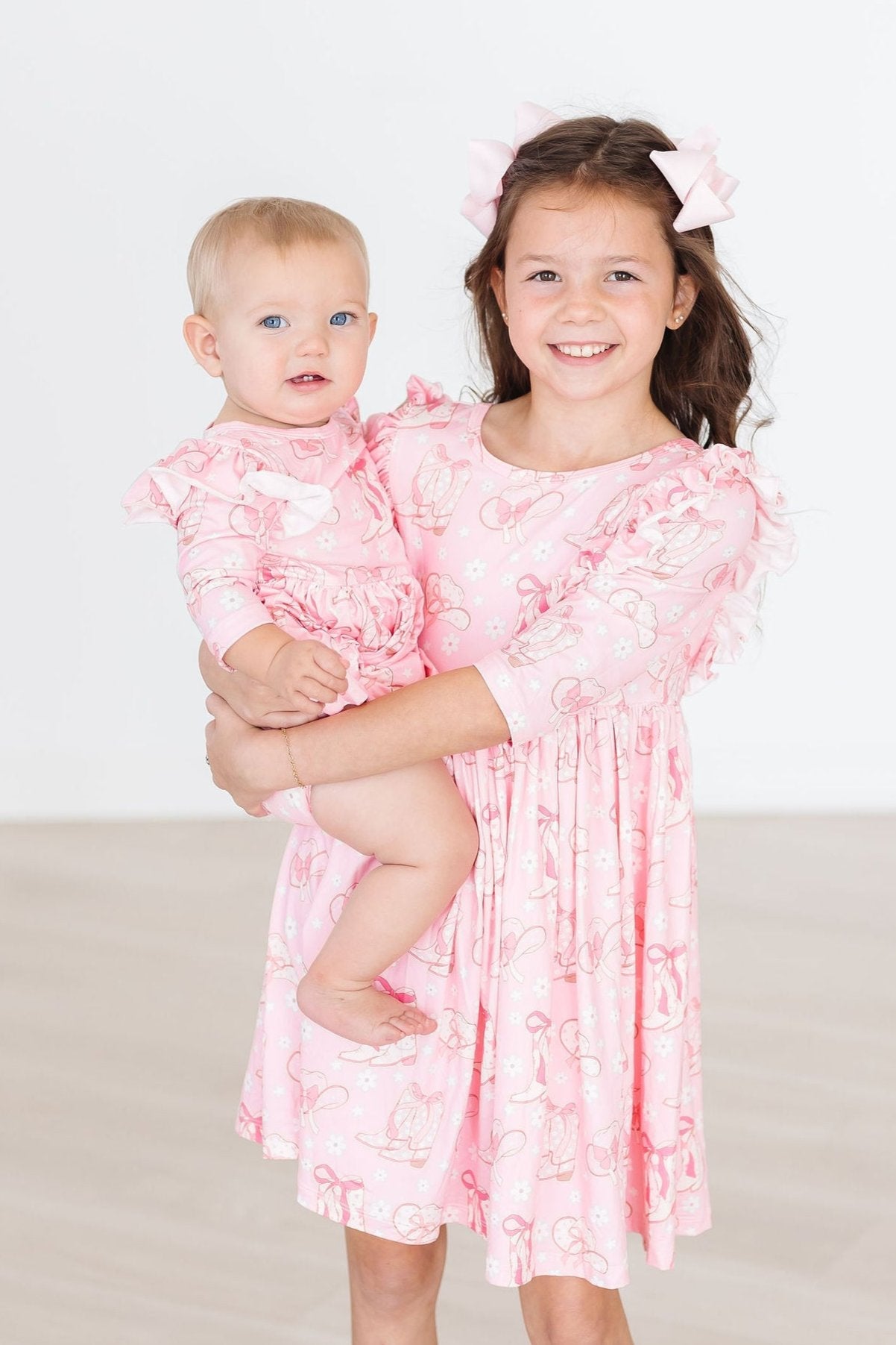 Mila & Rose ® Howdy 3/4 Sleeve Ruffle Twirl Dress — side view