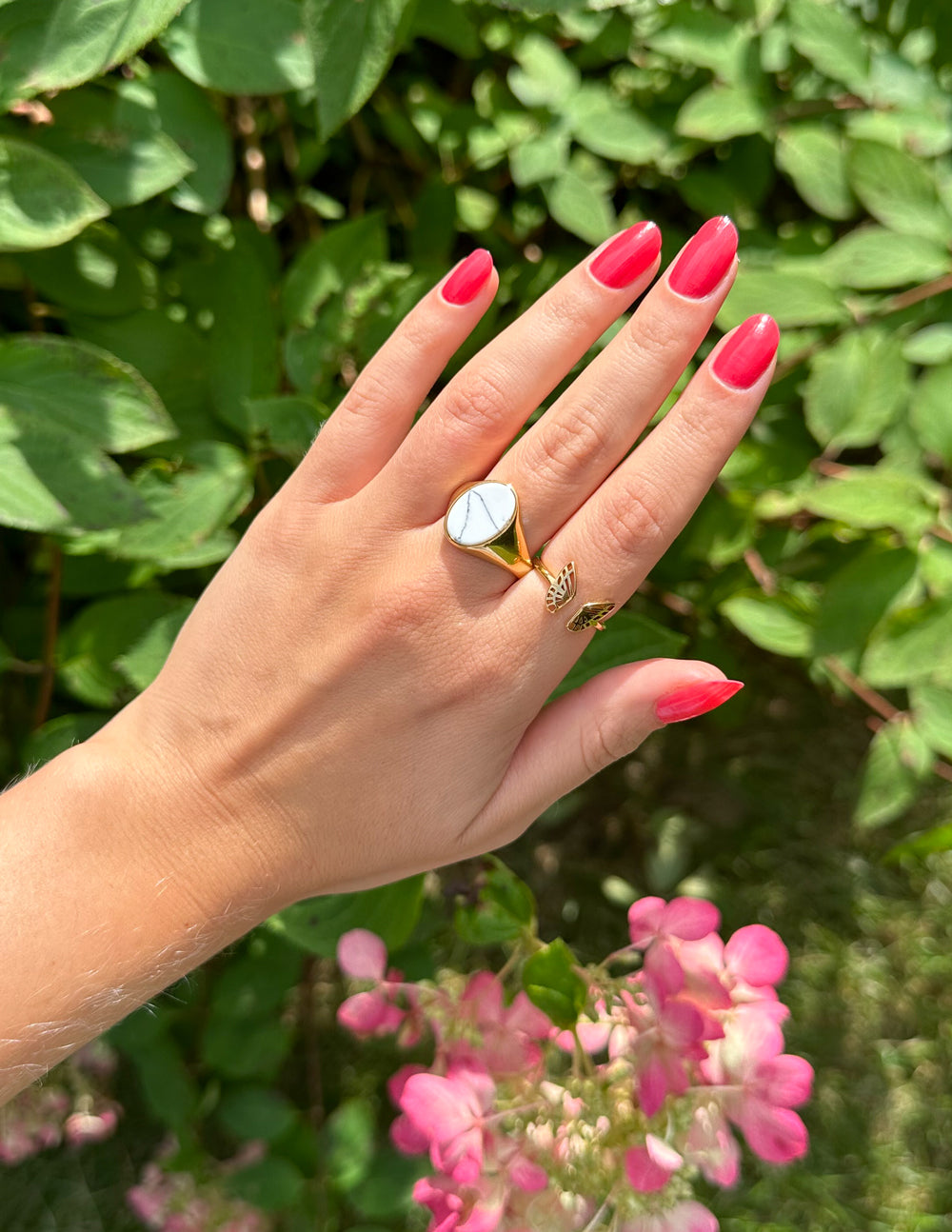 Elevated Faith Howlite Stone Ring — detail close-up