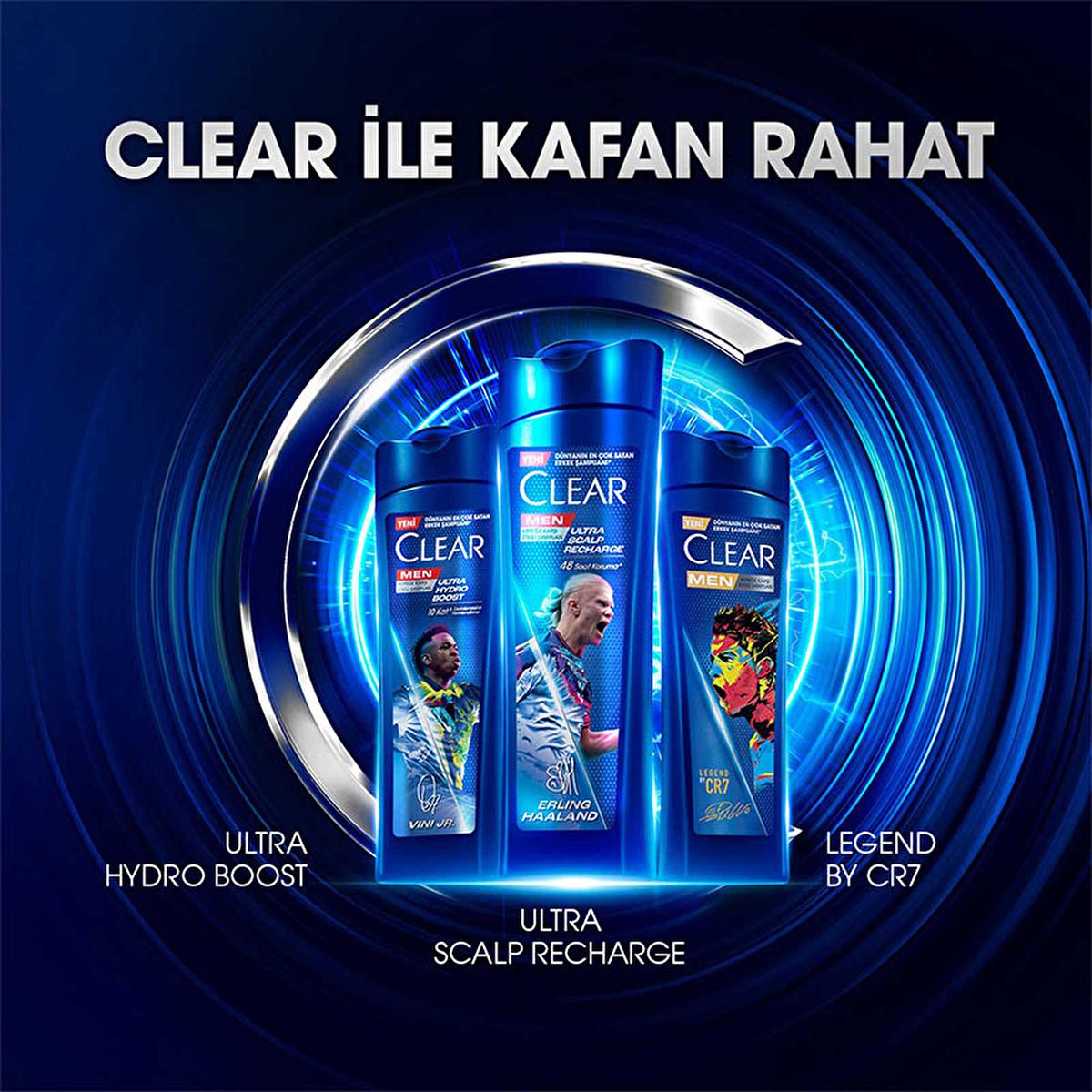 Clear Men Erling Haaland Lemon Shampoo: 48-Hour Dandruff Protection for Oily Scalp - Scalp Recharge & Refreshing Sensation