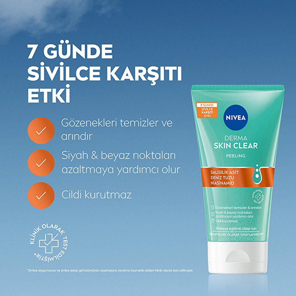 Nivea Derma Skin Clear Acne Fighting Face Peeling - Deep Cleansing, Exfoliant for Acne Prone Skin