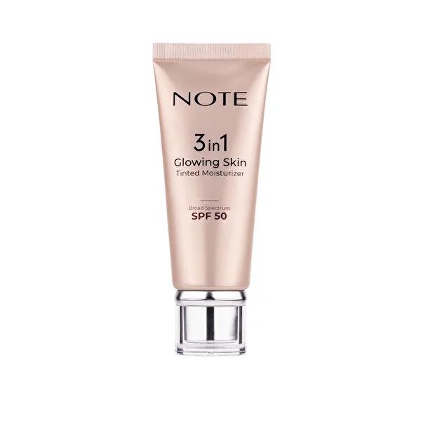 Note 3 in 1 Glowing Skin Tinted Moisturizer with SPF 50 - Hydrating, Natural Coverage, Glowing Skin