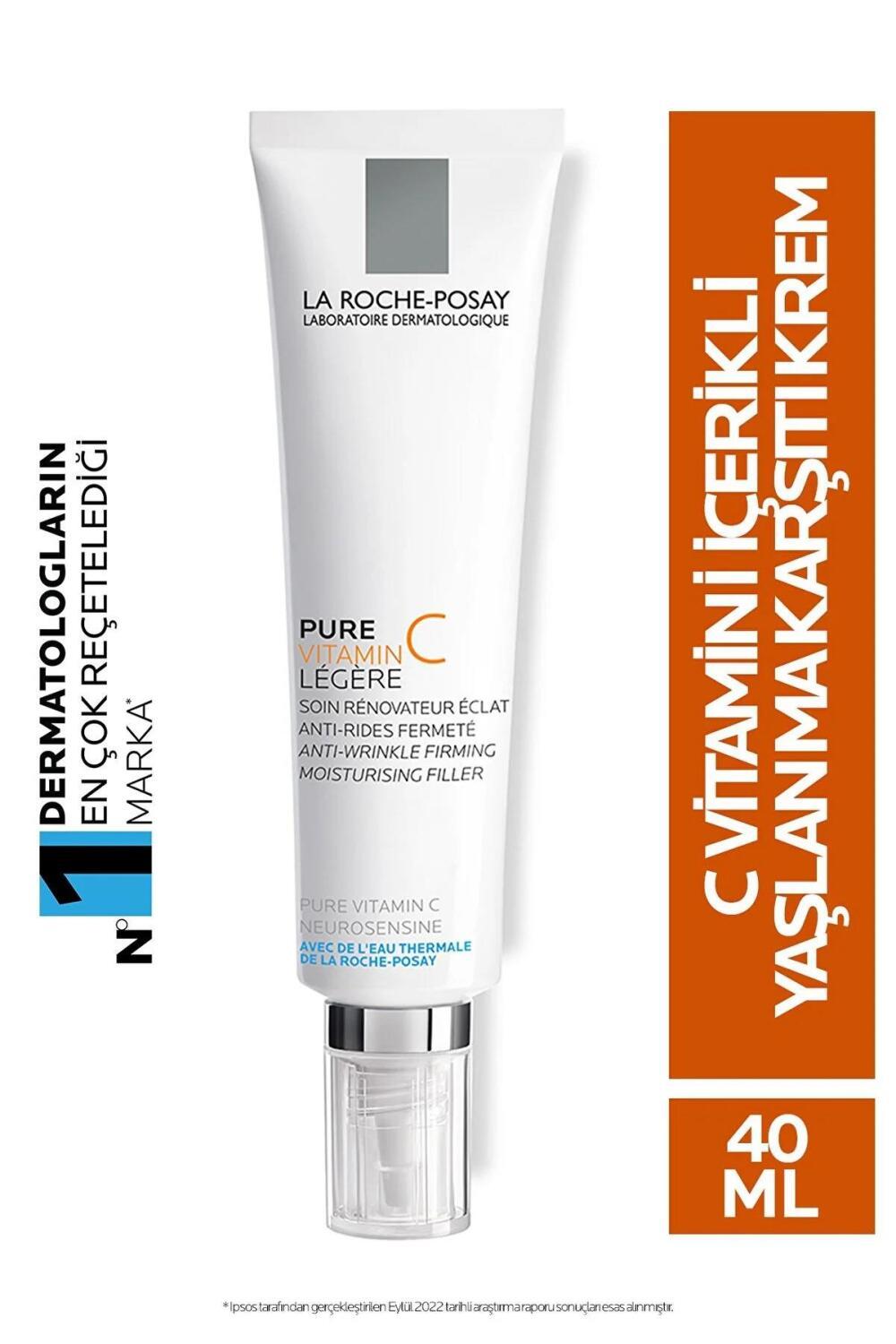 La Roche Posay Redermic C Anti-Wrinkle Cream for Normal to Combination Skin - Hydrating, Vitamin C Enriched Skincare