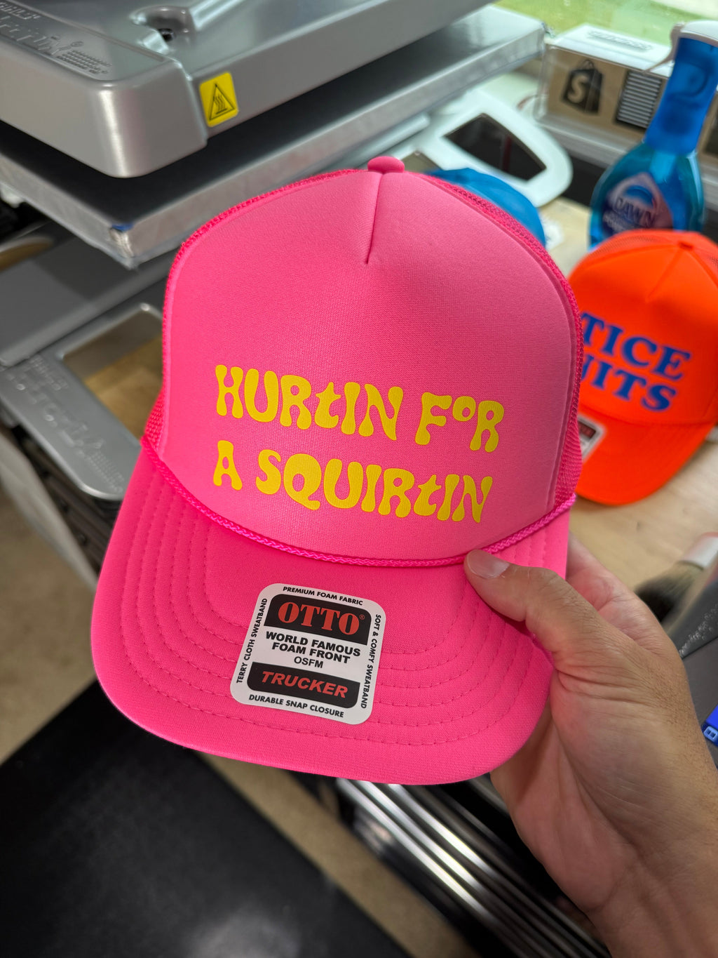 Luckless Outfitters Hurtin for a Squirtin Trucker Hat — lifestyle context