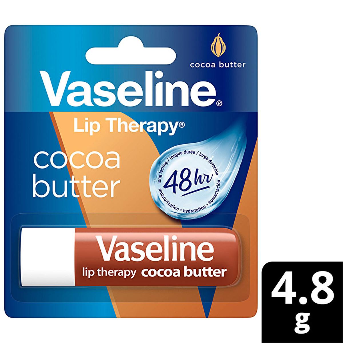 Vaseline Vaseline Lip Therapy Cocoa Butter Lip Balm - 48 Hour Moisturization, Non-Greasy, Dry Lip Care