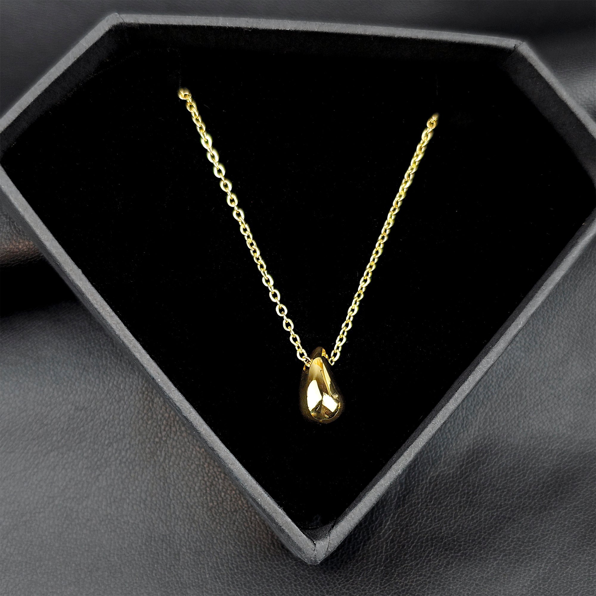 BodyCandy Stainless Steel Gold Tone PVD Chain Dainty Teardrop Pendant Necklace — main product shot