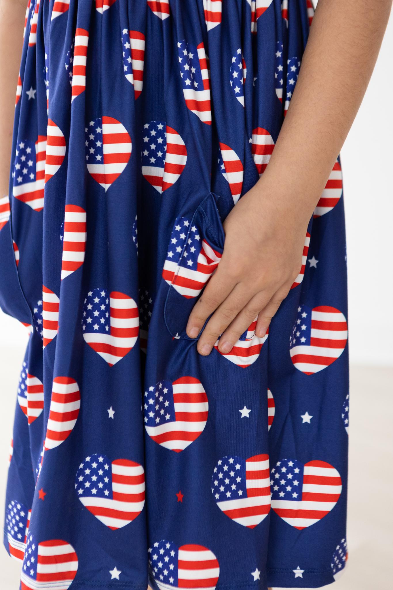 Mila & Rose ® I Heart the USA S/S Pocket Twirl Dress — detail close-up