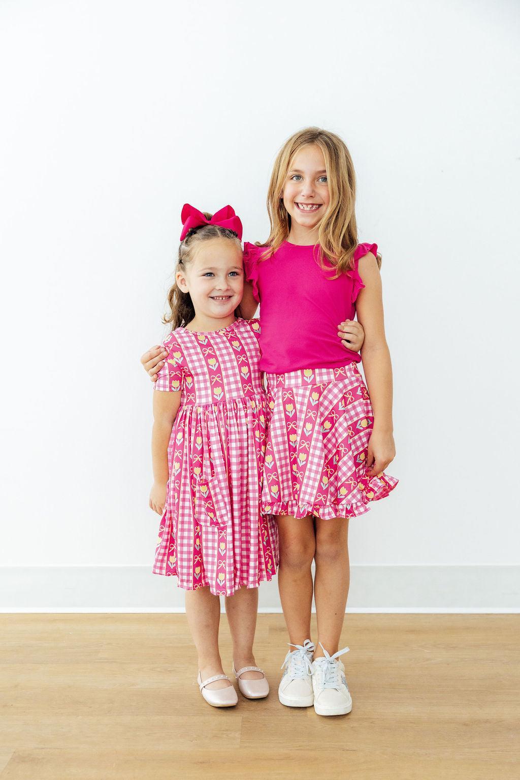 Mila & Rose ® I Love You Tulip Much S/S Pocket Twirl Dress — back view