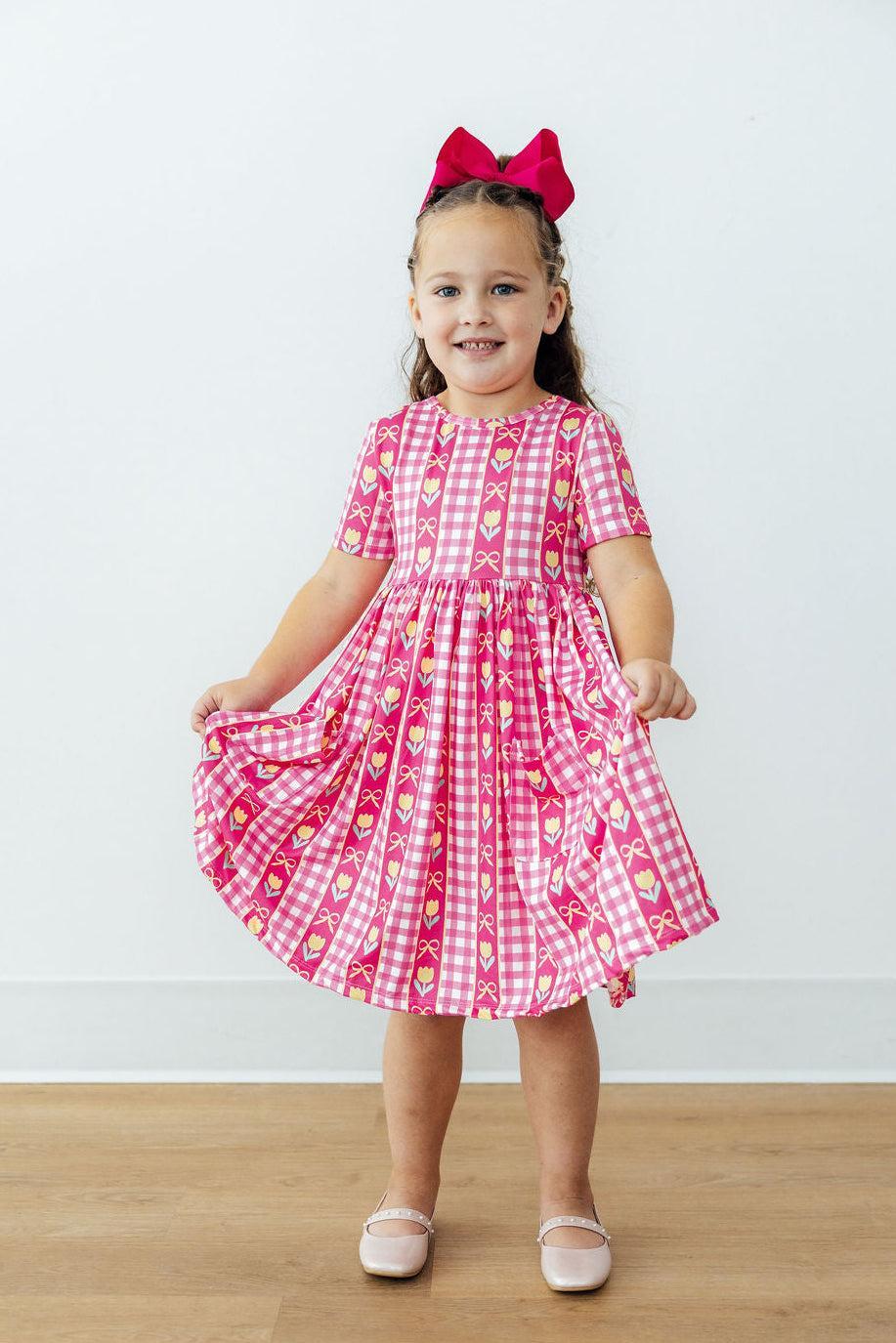 Mila & Rose ® I Love You Tulip Much S/S Pocket Twirl Dress — in-use photo