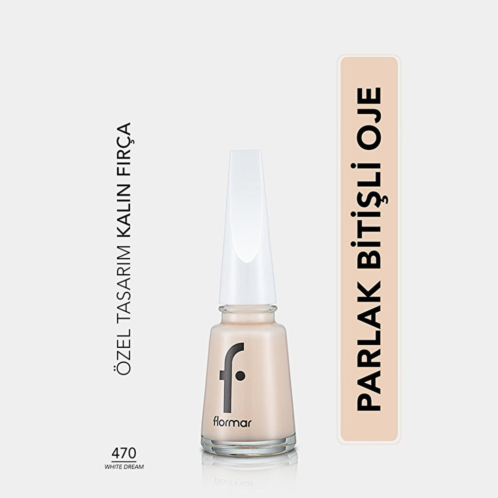 Flormar Nail Enamel: Intense Pigment, Long Lasting & Chip Resistant White Dream - Magnesium & Calcium Enriched Nail Polish for Strong, Beautiful Nails