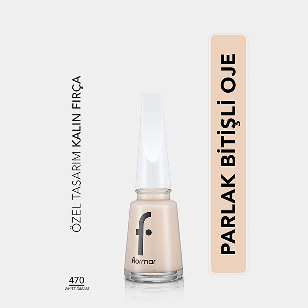 Flormar Nail Enamel: Intense Pigment, Long Lasting & Chip Resistant White Dream - Magnesium & Calcium Enriched Nail Polish for Strong, Beautiful Nails