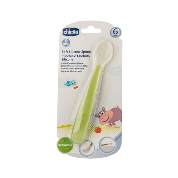 Chicco Soft Silicone Baby Feeding Spoon 6 Month+ - Gentle Weaning, BPA-Free, Comfort for Infants