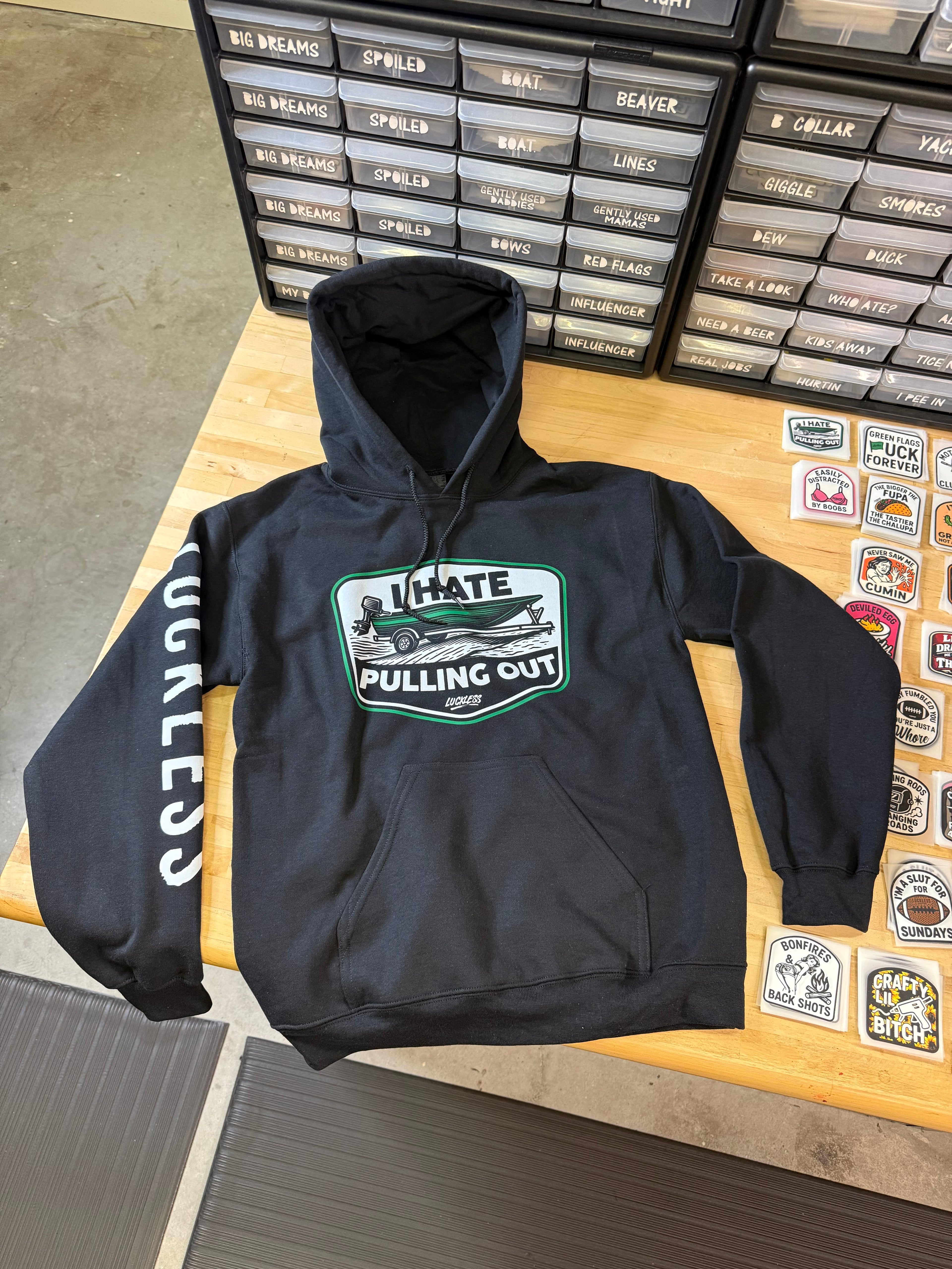Luckless Outfitters I Hate Pulling Out Hoodie — back view