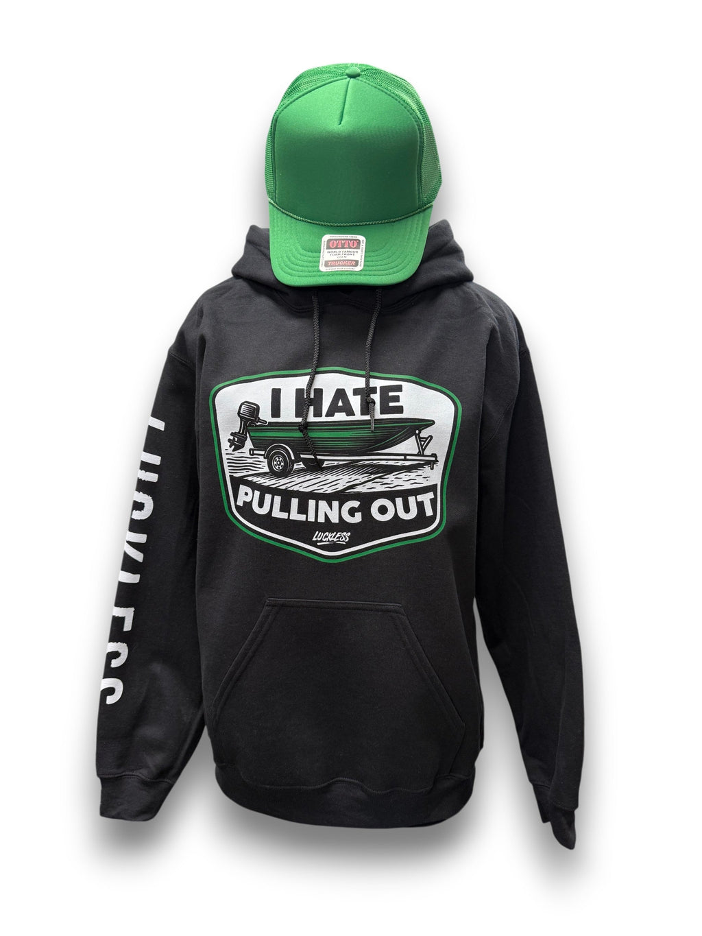 Luckless Outfitters I Hate Pulling Out Hoodie — detail close-up