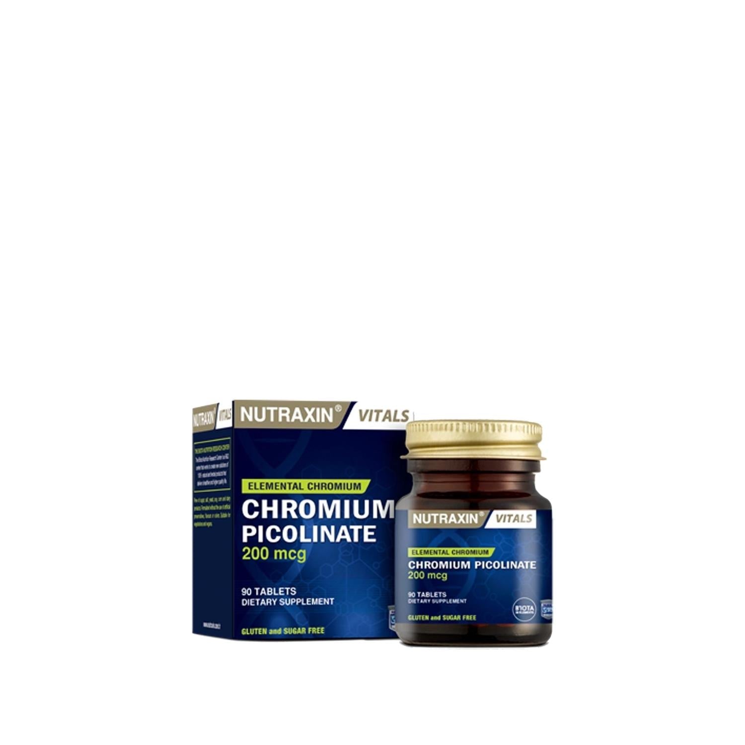 Nutraxin Chromium Picolinate 200 mcg Supplement - 90 Capsules for Metabolic Health Support