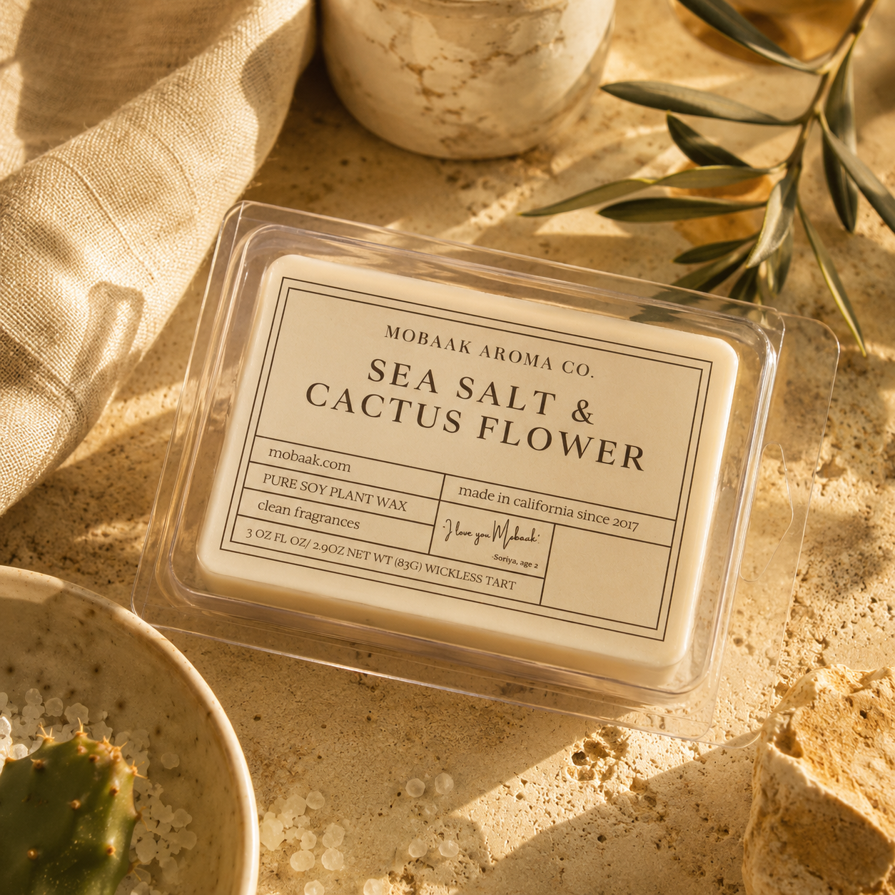 Sea Salt & Cactus Flower Wax Melt (Wickless Tart) – Mobaak Aromatherapy Shoppe