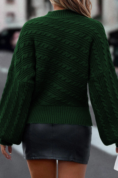 Pretty Little Patriot Pretty Little Patriot Forest Green Mock Neck Sweater — Green detail