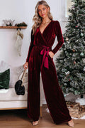 Pretty Little Patriot Pretty Little Patriot Red Velvet Keyhole Jumpsuit — main product shot