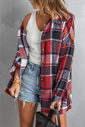 Pretty Little Patriot Red White and Blue Plaid Shacket