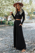 Pretty Little Patriot Pretty Little Patriot Black Crop Top Pants Set — main product shot