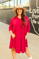 Whiskey Black & Co Lucky & Blessed Fuchsia Bulgari 3/4 Sleeve Flutter Dress — dress product shot
