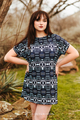 Whiskey Black & Co Lucky & Blessed Black Aztec Printed Flutter Dress — dress product shot