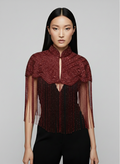 L'Jai Amor Bordeaux Fringe Cape — main product shot