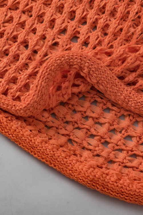 Pretty Little Patriot Pretty Little Patriot Orange Open Knit Sweater — detail shot 7