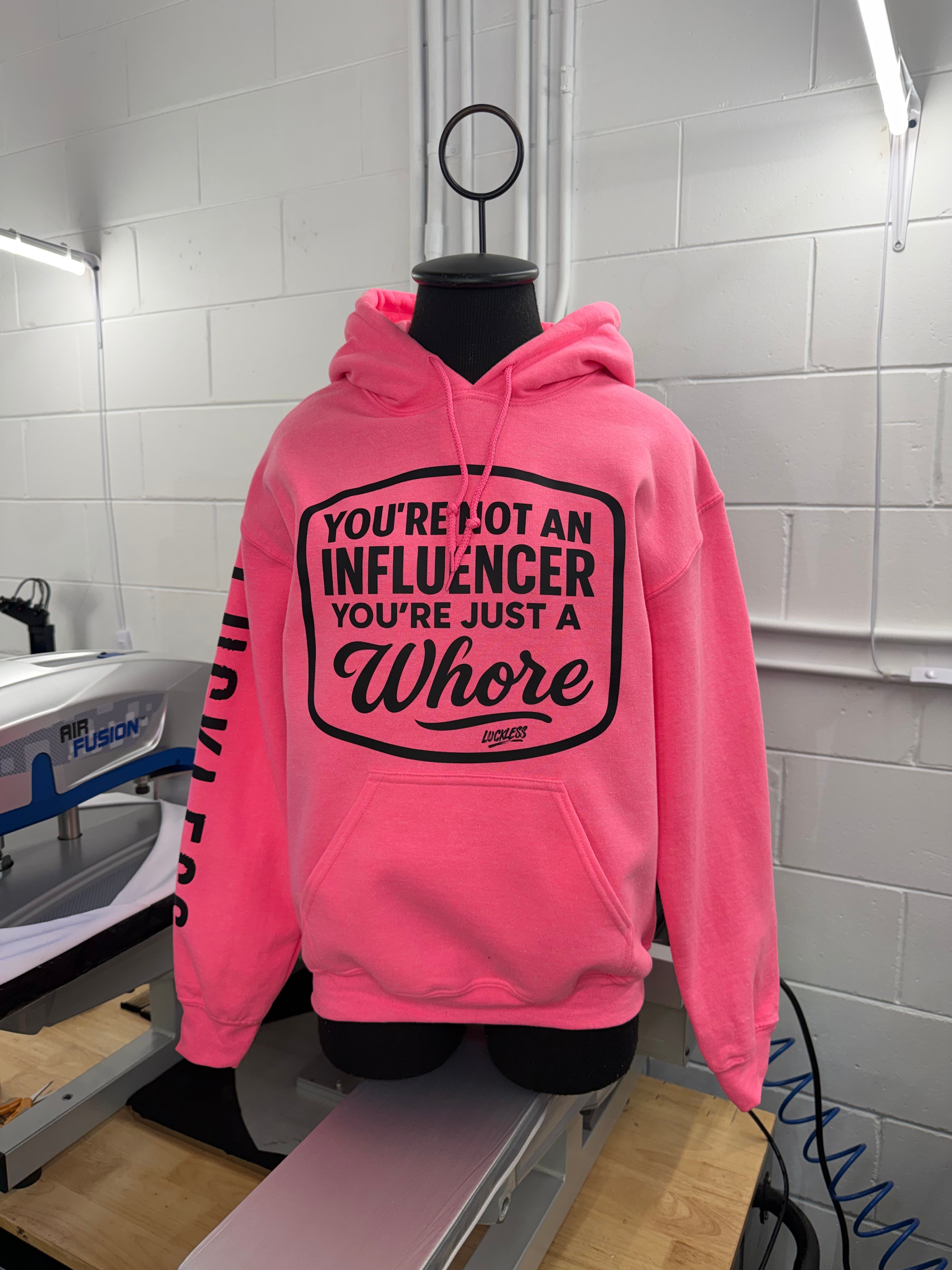 Luckless Outfitters Not An Influencer Hoodie — size reference
