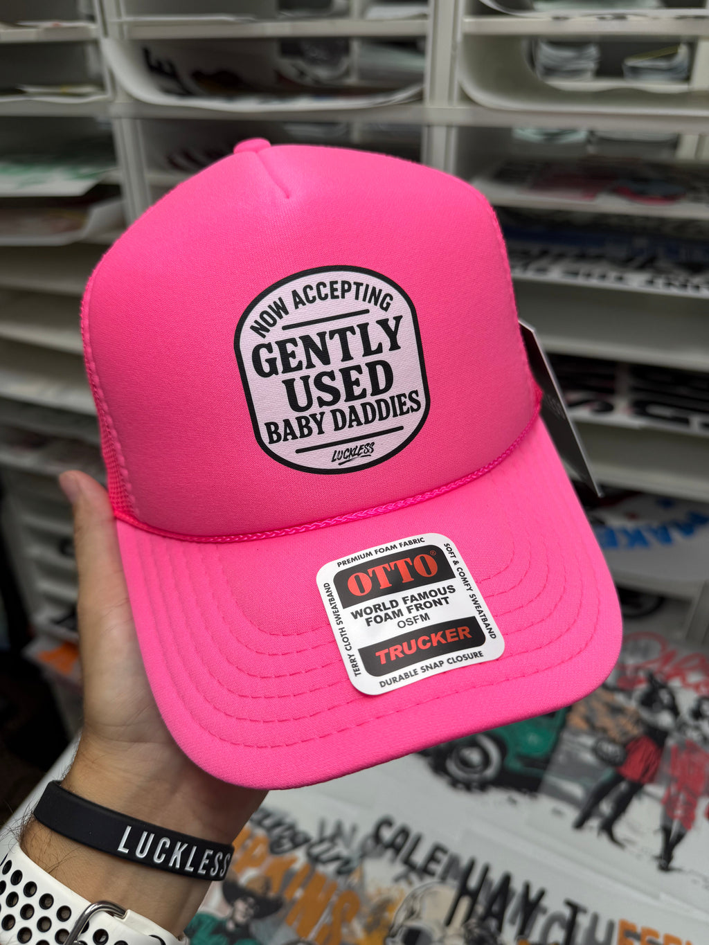 Luckless Outfitters Now Accepting Gently Used Baby Daddies Trucker Hat — lifestyle context
