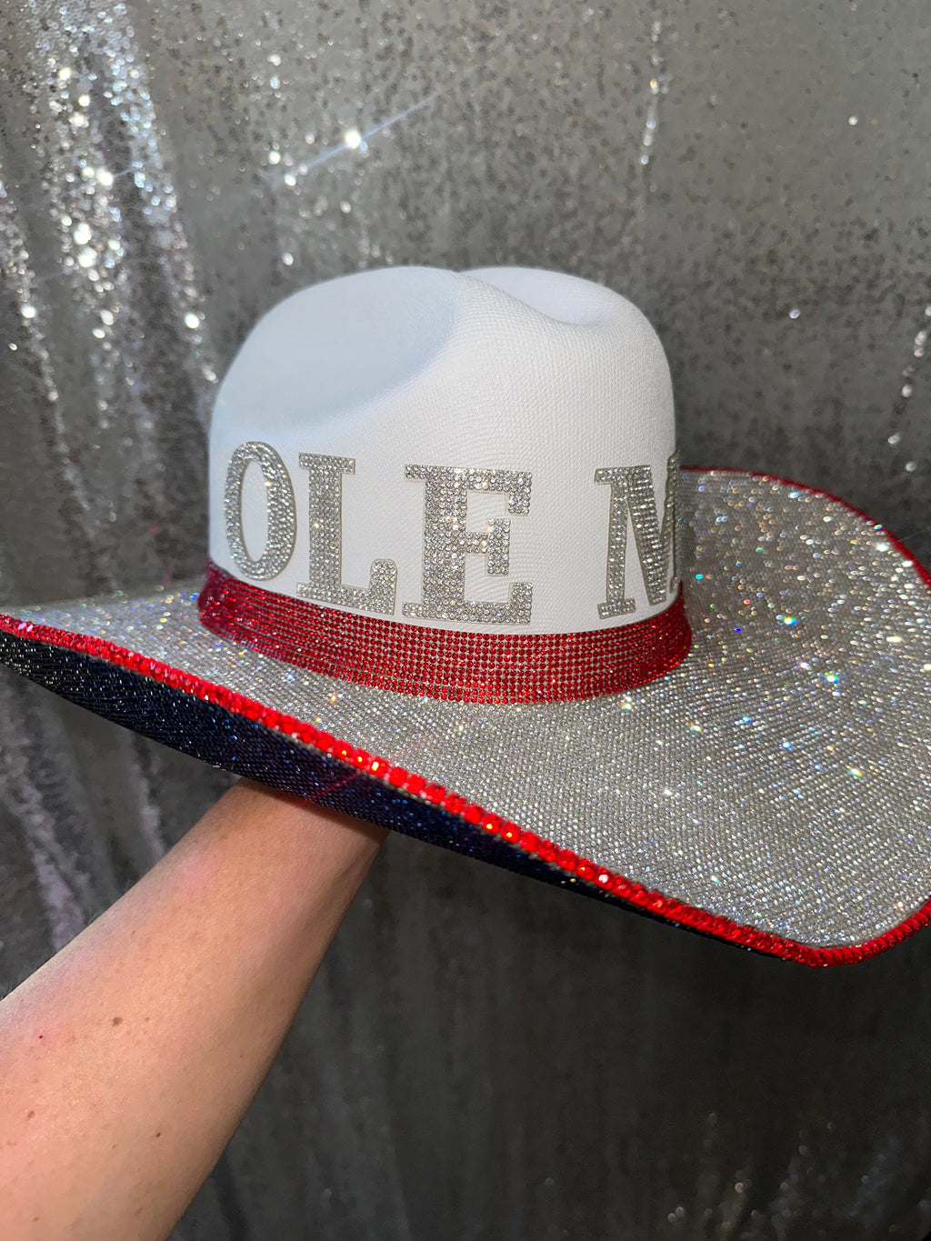 Rhinestone Cowgirl Ole Miss Hat — detail close-up