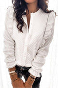 Pretty Little Patriot Pretty Little Patriot White Quilted Ruffled Blouse -clearance — White detail