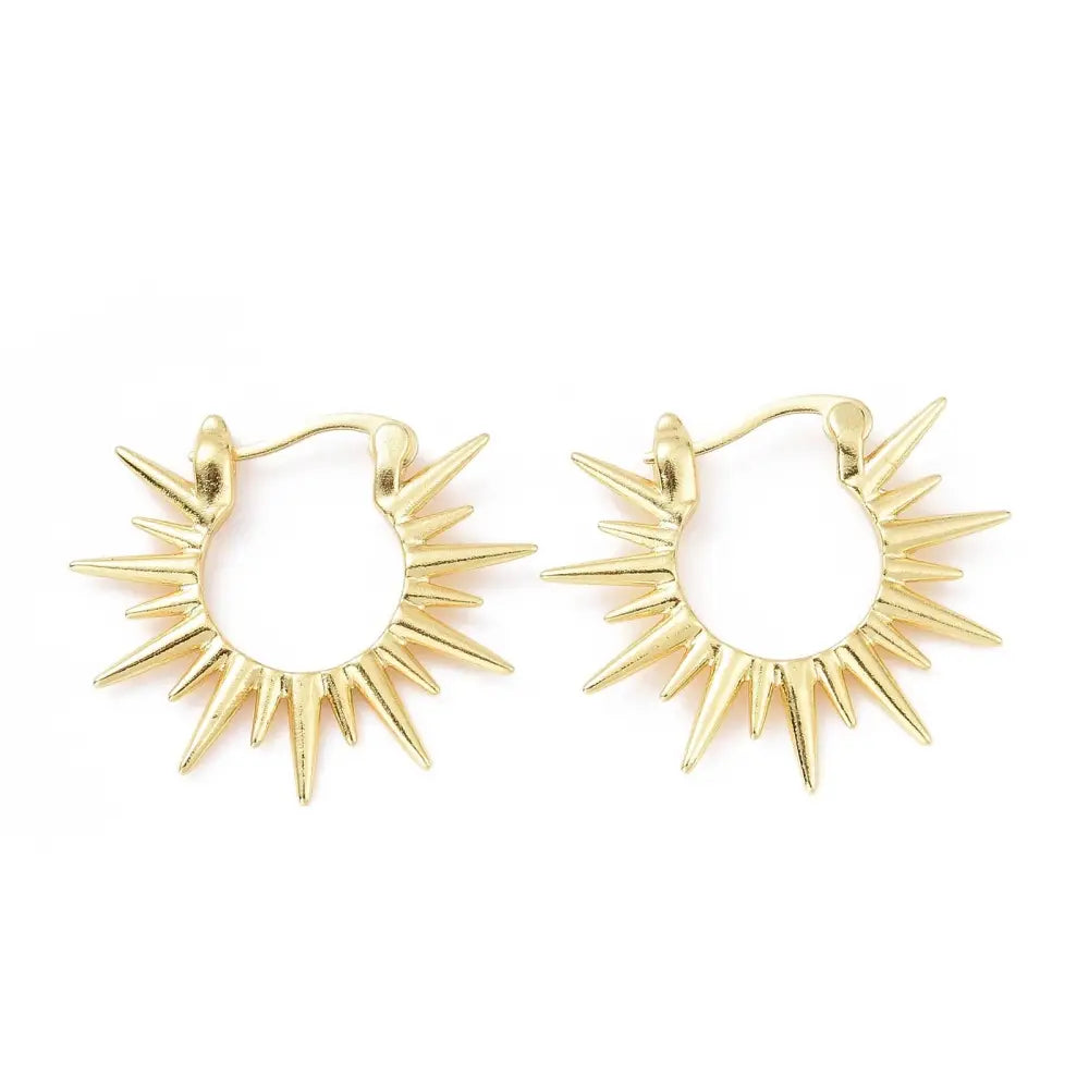 Pretty Little Patriot Pretty Little Patriot Burst of Spirit Hoop Gold Earrings — Pretty Little Patriot branding close-up