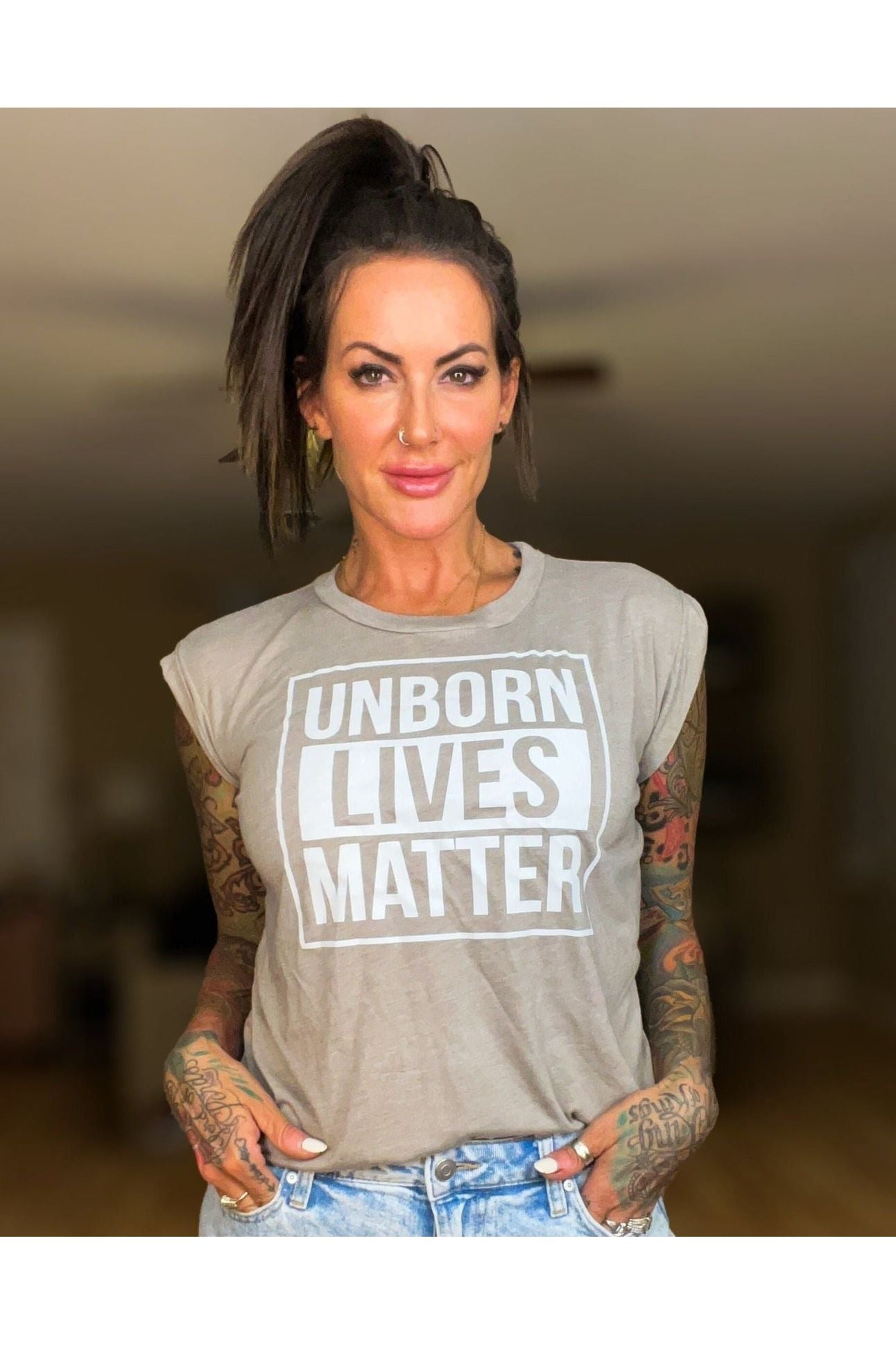 Pretty Little Patriot Pretty Little Patriot Unborn Lives Matter design — lifestyle worn / used context