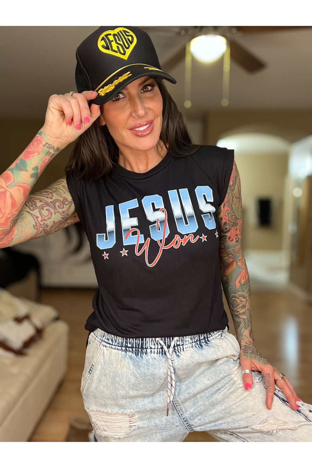 Pretty Little Patriot Pretty Little Patriot Jesus Won -clearance — crew sweatshirt category context
