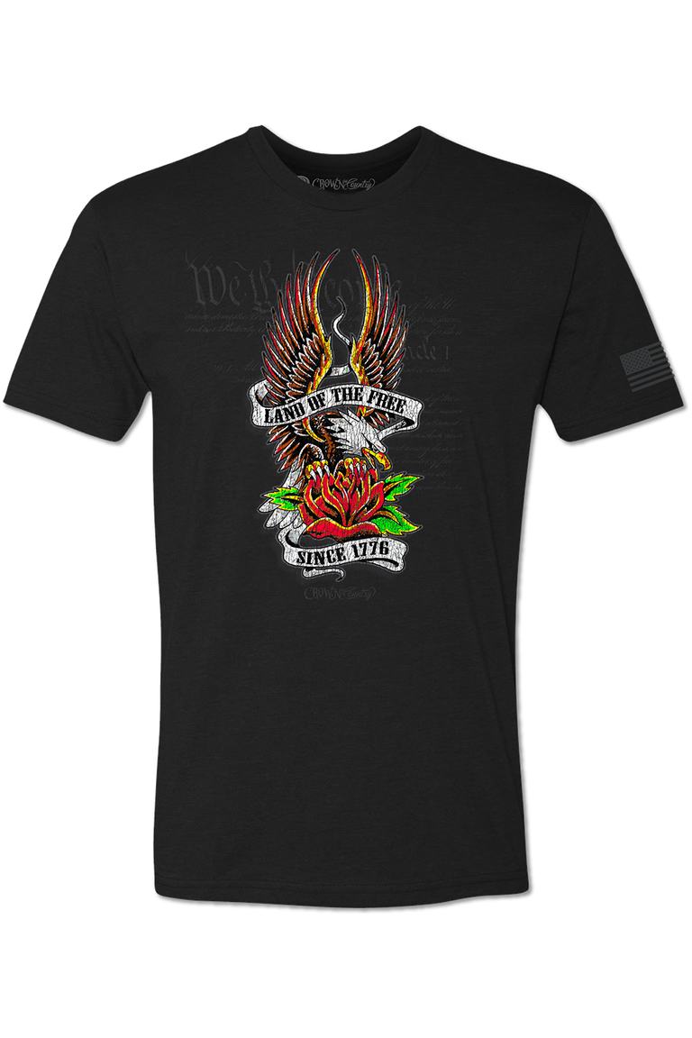 Pretty Little Patriot Pretty Little Patriot Patriotic Land of the Free Flag tee -clearance — construction detail