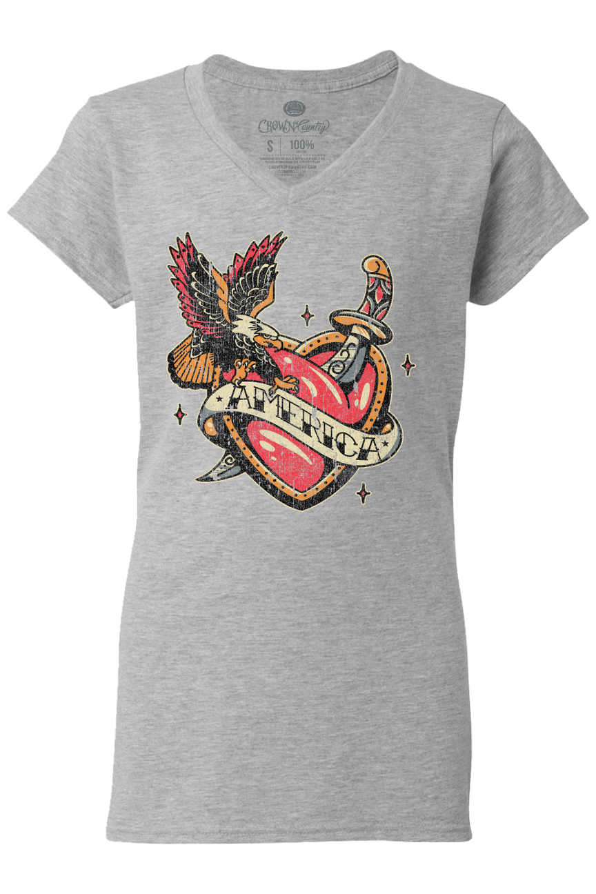 Pretty Little Patriot Pretty Little Patriot America Heart Tattoo graphic tee -clearance — construction detail