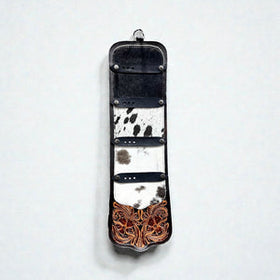 LARGE TOOLED LEATHER & COWHIDE BUCKLE HOLDER