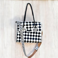 WESTERN DIAMOND CHECKERED CROSSBODY TOTE BAG