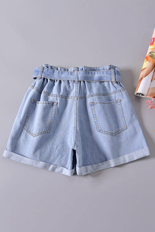 Pretty Little Patriot Pretty Little Patriot Denim Slouch Waist Shorts — detail shot 6