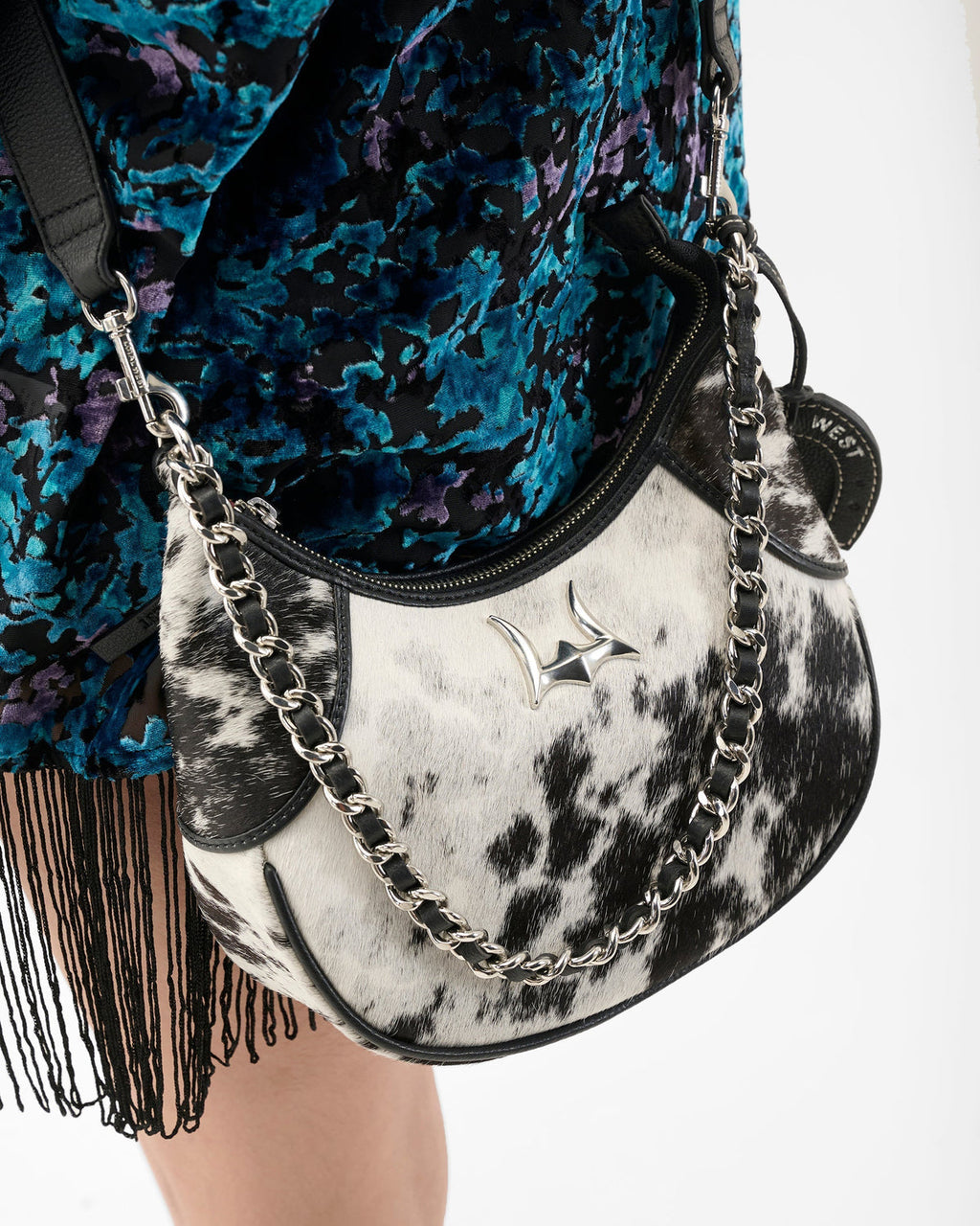 Whiskey Black & Co Lueve Hair-On Leather Bag — Western leather construction detail