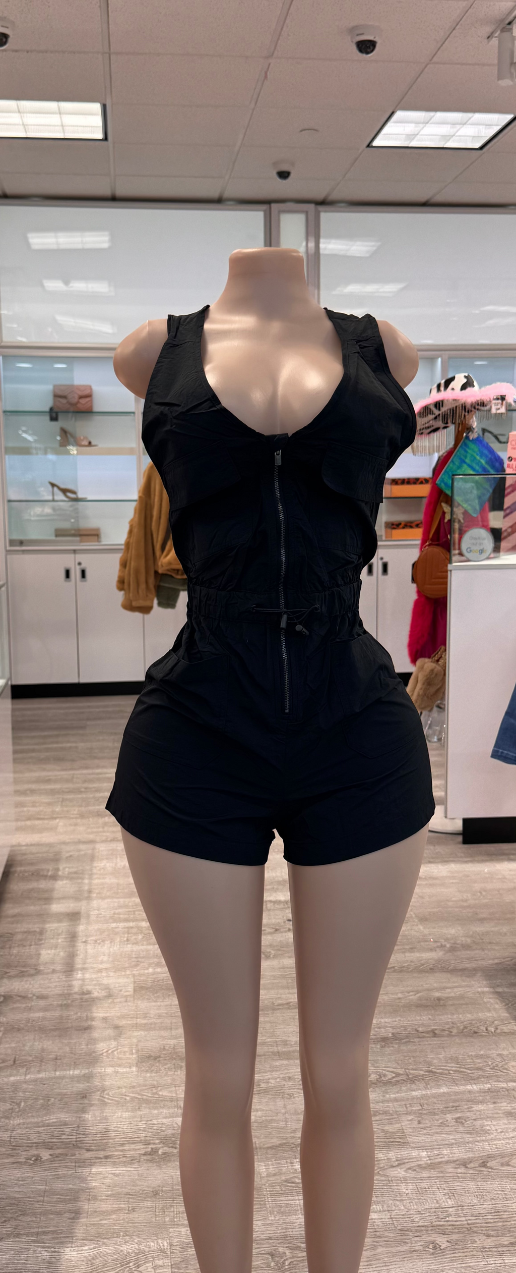 Carrie Cargo Black Criss Crossed Romper Playsuit