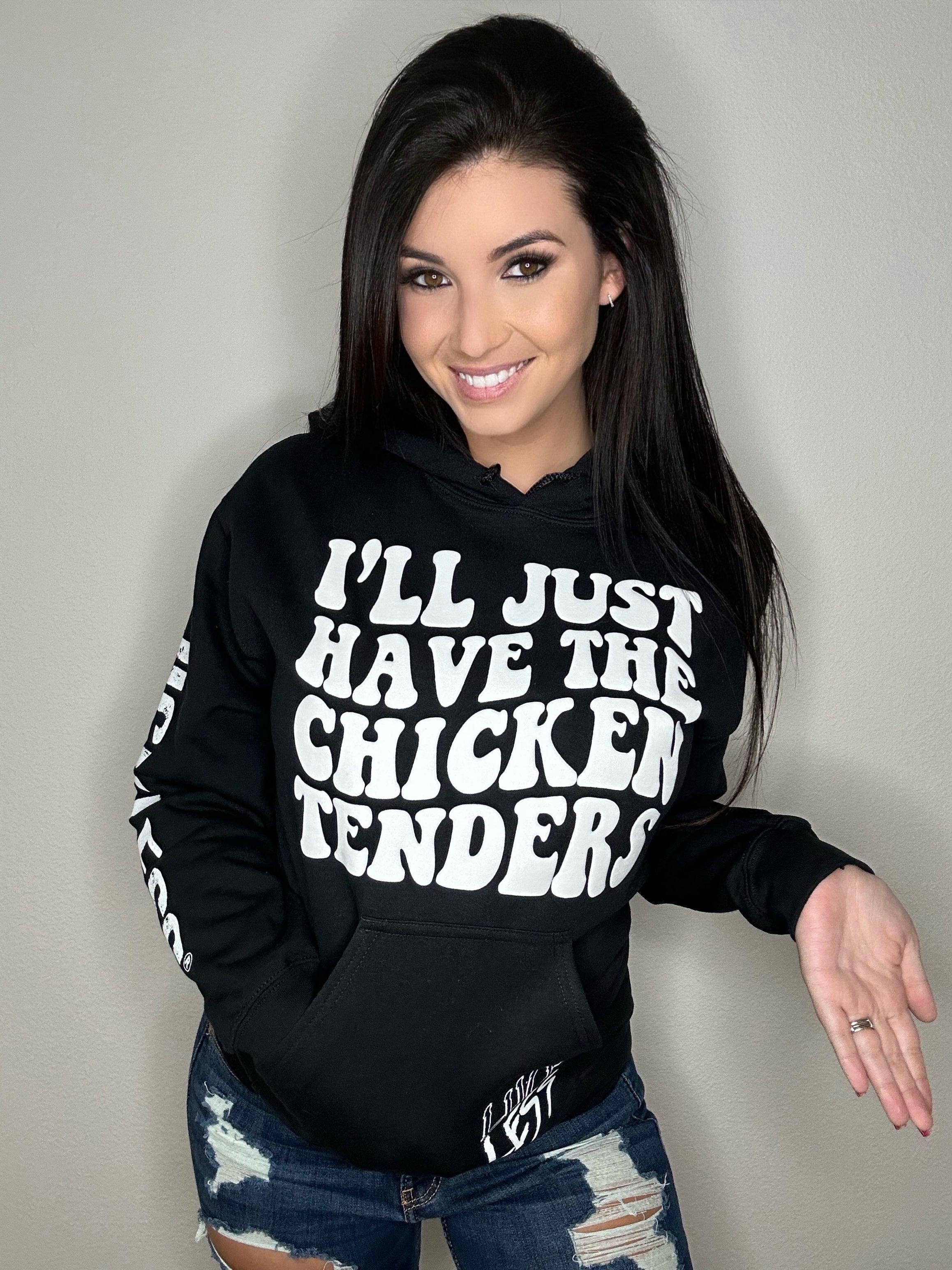 Luckless Outfitters Chicken Tenders Hoodie — detail close-up