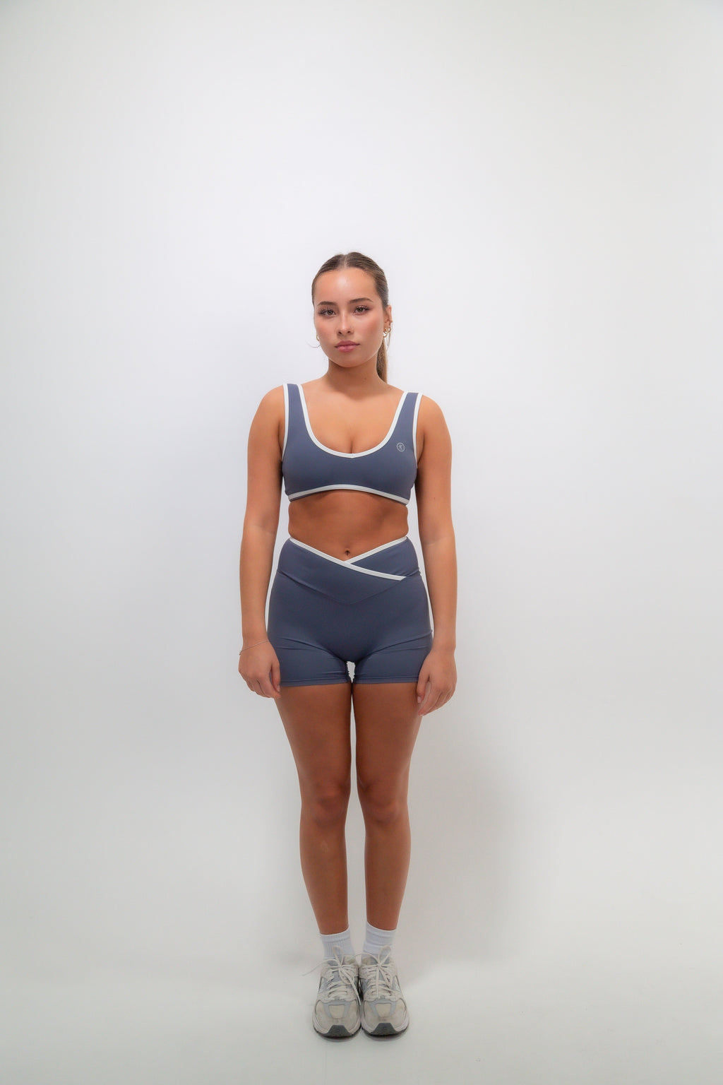 KIMITH BRAND I Am Right Where I Need To Be Slate Blue Butter Sports Bra — alternative angle